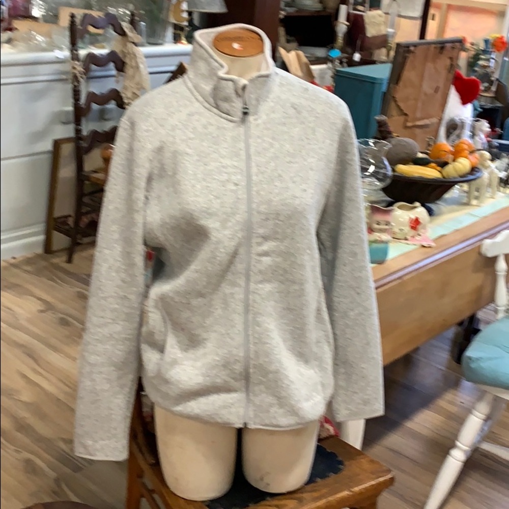 Fleece lined knit zip up jacket